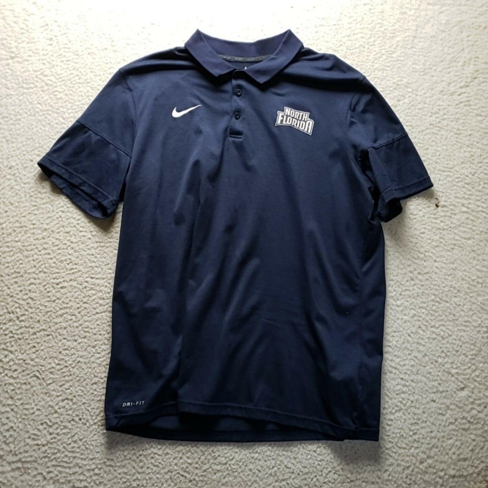 North Florida Polo Shirt Mens XL Blue NCAA College Nike Dri Fit Short Sleeve
